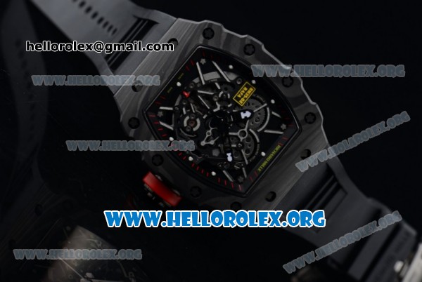 1:1 Richard Mille RM 35-02 RAFAEL NADA Japanese Miyota 9015 Automatic PVD Case with Skeleton Dial Black Rubber Strap - Click Image to Close